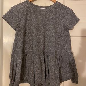 gray ruffle shirt
